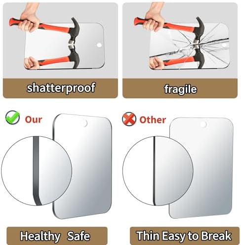 Perfect 2-Piece Unbreakable Shower Mirrors for Shaving Travel