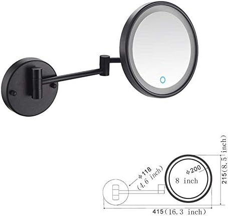 8-Inch Wall-Mounted Makeup Mirror with LED Lights and 360 Swivel