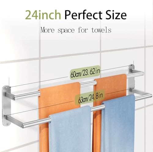 Double Towel BarStainless Steel Aluminum Towel RackBrushed Nickel by XEENEW