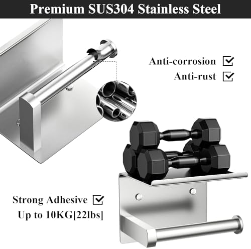 Tindbea Stainless Steel Toilet Paper Holder with Phone Shelf
