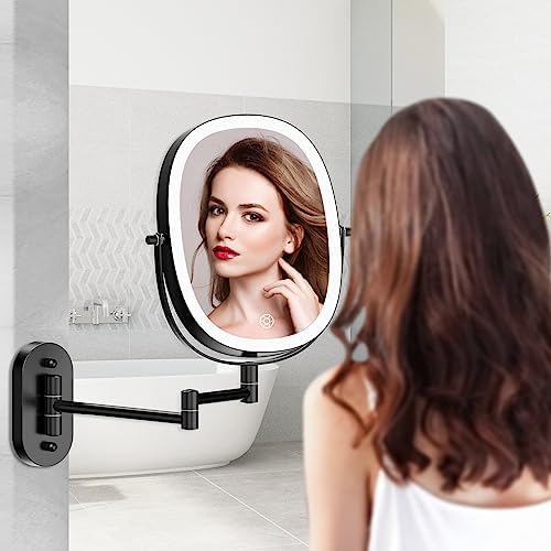 Stylish Rechargeable Wall-Mounted Makeup Vanity Mirror with Dual Magnification