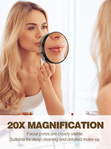 20X Magnifying Mirror with Suction Cups 35in Black