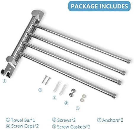 JSVER Rust-Resistant Space-Saving 4-Arm Towel Rack