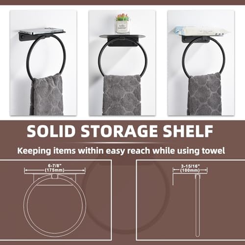 Matte Black Bath Towel Ring Shelf Stainless Steel Towel Holder