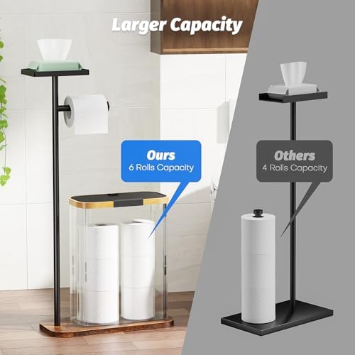 Toilet Paper Holder with Storage Black