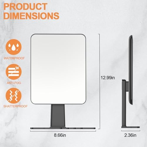 Fog-Free Shower Mirror with Dual Holders No More Fogging Struggles