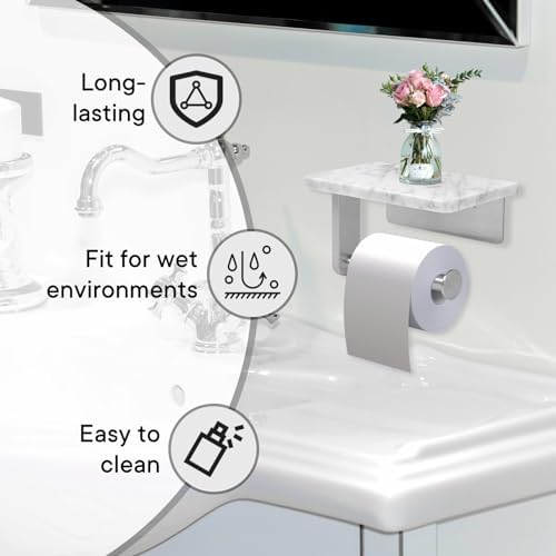 Sturdy Natural Marble Toiletpaper Holder with Storage