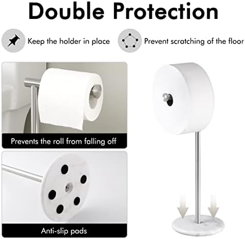 KES Freestanding Toilet Paper Holder withNatural Marble Base and Stainless Steel Finish
