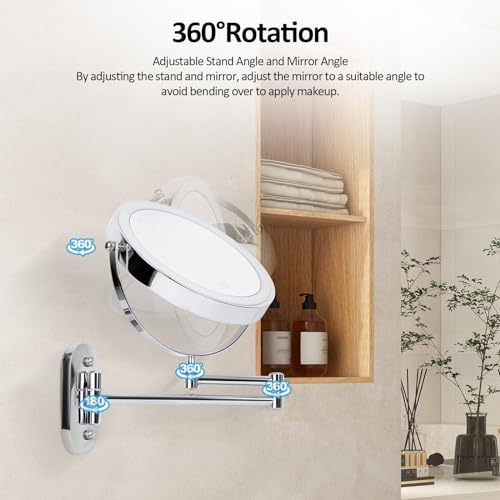 Wall-Mounted Makeup Mirror with LED Lights 1X10X Magnification