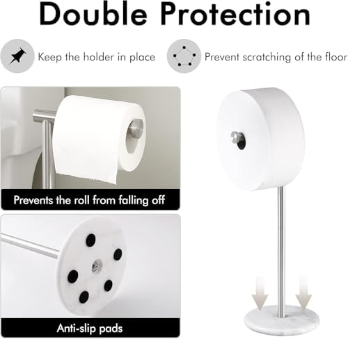 26 Tall Marble Toile Paper Holder - Rust-Proof Steel With Anti-Slip Pads