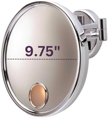 JERDON Chrome Finish Wall-Mounted Makeup Mirror 9-Inch Round 3X Magnification