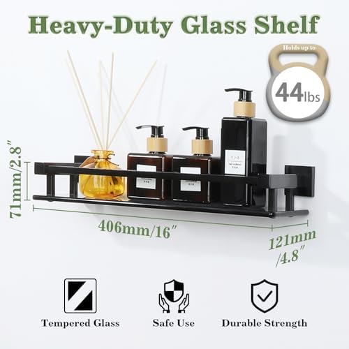 Contemporary Floating Glass Shelf for Bathrooms Living Spaces