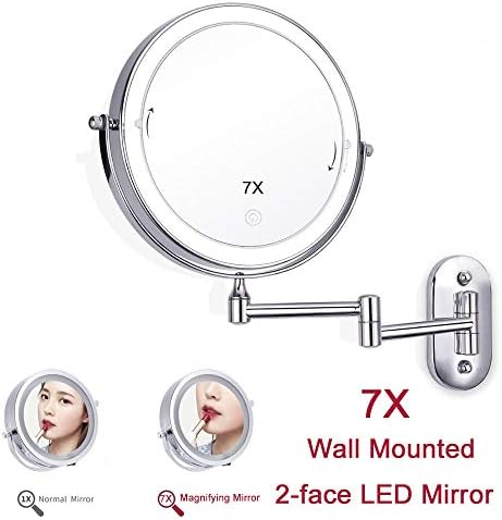Zadiko 8-Inch Double-Sided Makeup Mirror with Lights and Rotation