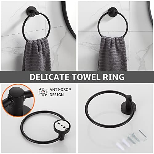 4-Piece Adjustable Bath Towel Holder Matte Black