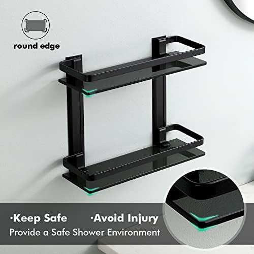 KES 2-Tier Glass Shelf Rust-Resistant Durable Functional Bathroom Organizer