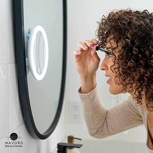 10X Magnifying Mirror with LED Light and 3 Strong Suction Cups
