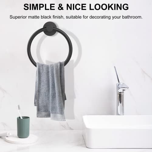 Stainless Steel Towel Holder Matte Black for Bathroom Kitchen Use