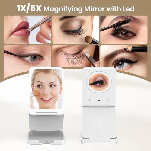 Travel Makeup Mirror with 3-Way Lights