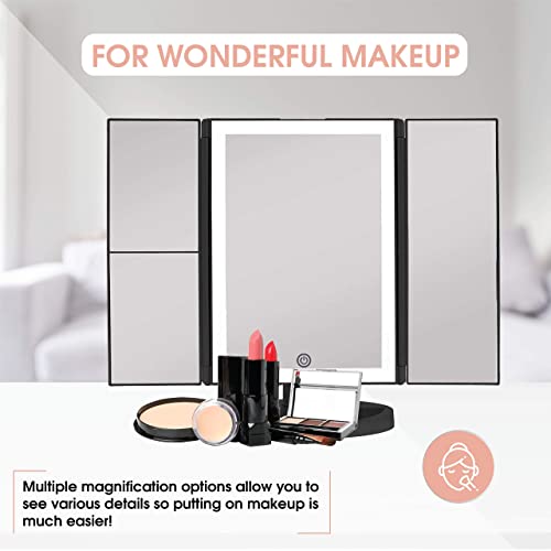 Elegantly Yours 36-Piece Makeup Vanity Mirror 3X Magnification Portable Design