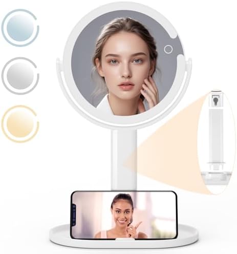 8-inch Lighted Makeup Mirror with Rechargeable LED Lights for Women
