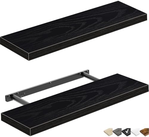 QEEIG Bathroom Shelves Set - 24-inch Wall Shelves 24x9-Inch Black 008-60B