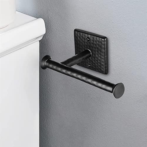Hand-Hammered Metal Toilet Paper Holder Dispenser Matte Black