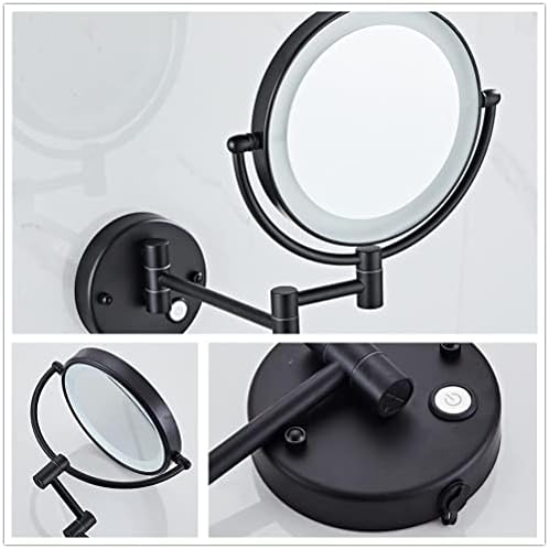 HIHIA Wall-Mounted 10X Makeup Mirror Double-Sided LED Rechargeable