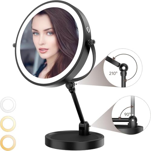SanaWell 8-Inch Black Makeup Mirror Compact Magnifying