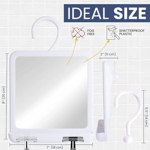 Fog-Free Shower Mirror with Hook