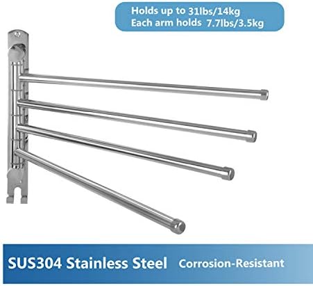 JSVER Rust-Resistant Space-Saving 4-Arm Towel Rack