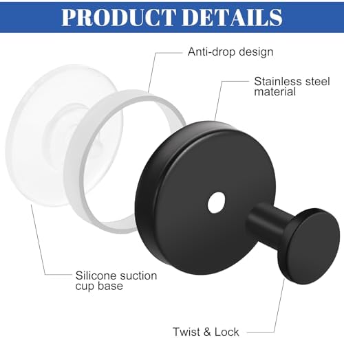 Stainless Steel Suction Cup Hooks 4-Pack