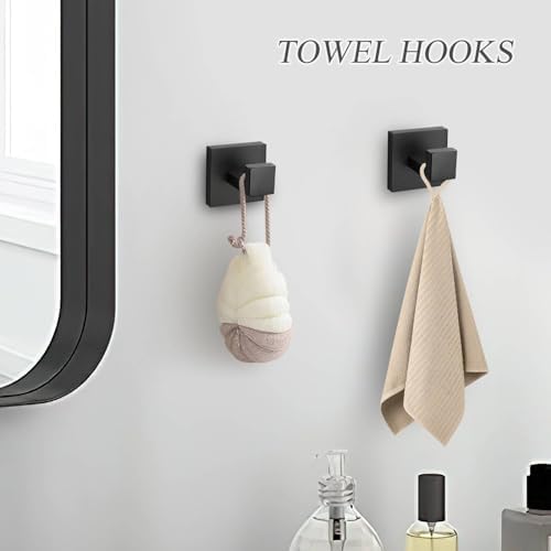 5-Piece Black Towel Bar Set Sturdy Wall-Mounted Bathroom Hardware Accessories