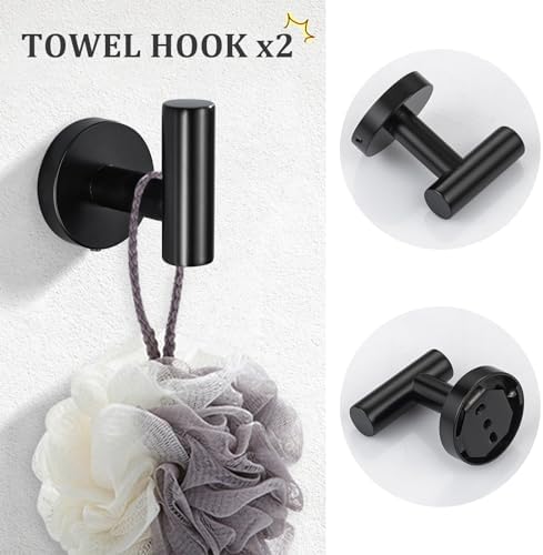 TURS Matte Black Bathroom Towel Bar Set