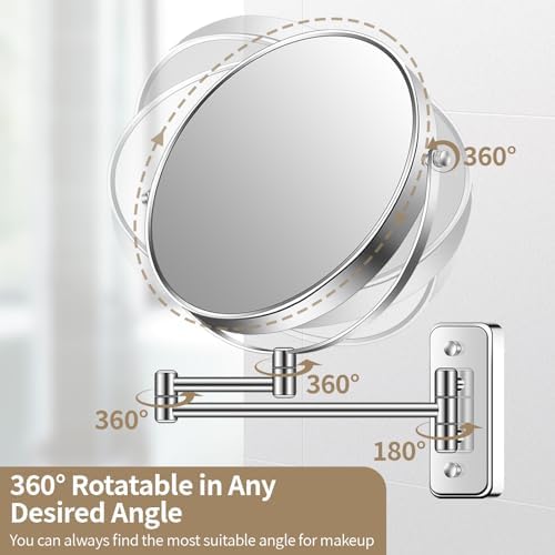Versatile 7X Wall-Mounted Makeup Mirror with Swivel for Men Women