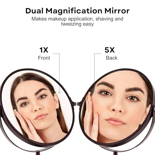 7 Tabletop Makeup Mirror with 1X5X Magnification