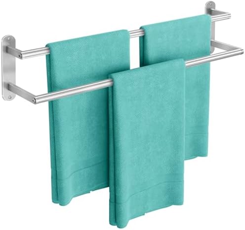 Double Towel BarStainless Steel Aluminum Towel RackBrushed Nickel by XEENEW