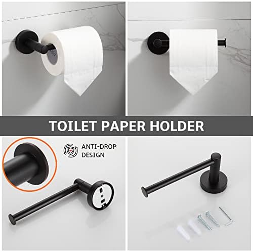 4-Piece Adjustable Bath Towel Holder Matte Black