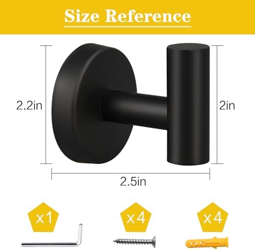 Durable Space-Saving Towel Hook Set Matte Black More