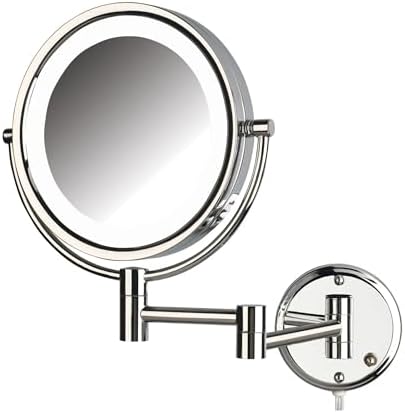 Jerdon Wall-Mounted Makeup Mirror with 8X Magnification