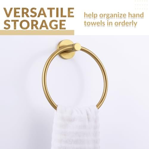 APLusee Brushed Gold Hand Towel Ring