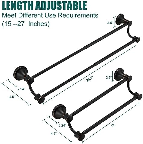 Adjustable stainless steel towel bar for bathrooms
