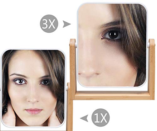 2X Vanity Magnifying Mirror with Bamboo Stand