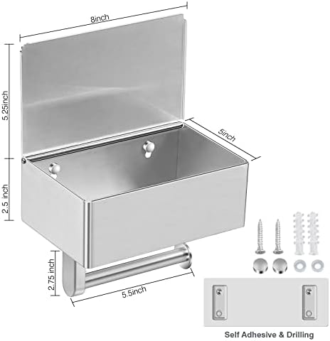 BARIKUEO Stainless Steel Toilet Paper Holder with Wet Wipes LargeBrushed Nickel