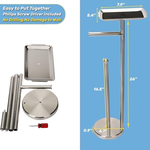 Sturdy Stainless Steel ToileT Paper Holder with Shelf for Bathroom