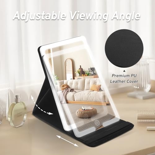 Travel Makeup Mirror with 10X 20X Magnifying PU Leather Case