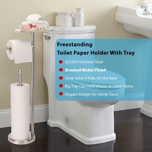Sturdy Functional Toilet Paper Holder with Shelf tray for Easy Storage