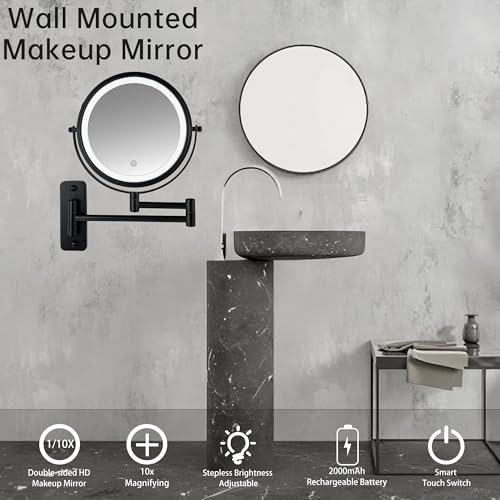 Wall-Mounted Makeup Mirror with 3 Lighting Modes