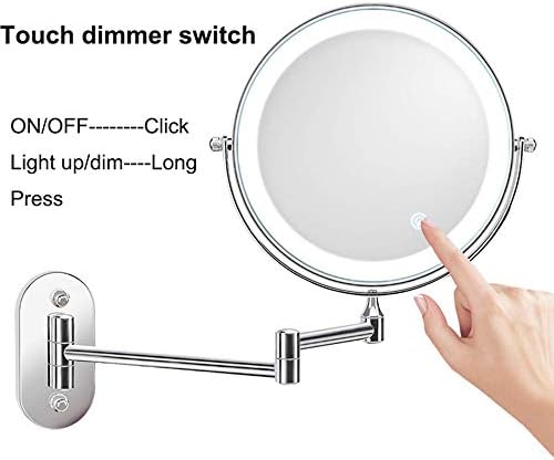 Zadiko 8-Inch Double-Sided Makeup Mirror with Lights and Rotation