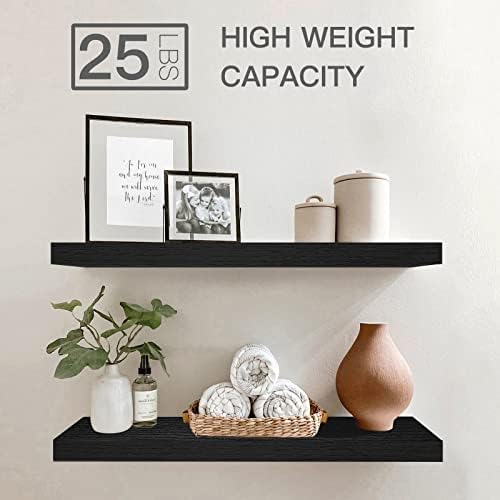 QEEIG Bathroom Shelves Set - 24-inch Wall Shelves 24x9-Inch Black 008-60B