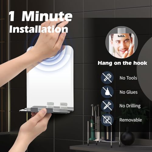 Shinowa Fogless Shower Mirror with Razor Holder and 5X Magnifying Lens